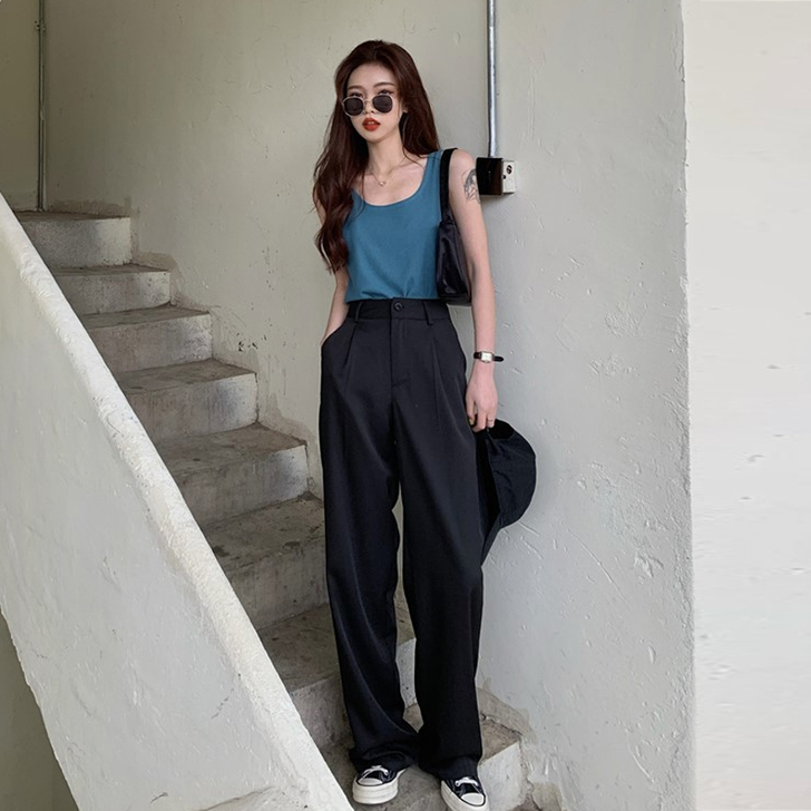 网红阔腿裤秋冬2020年新款宽松拖地裤女夏...
