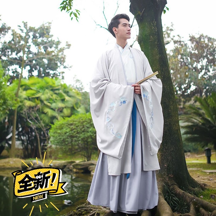 全新整套汉服男原创忘机传统中国风礼服绣花云...