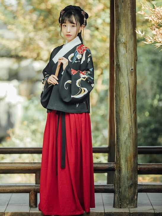 十三余小豆蔻东风一梦，黑红色汉服。白菜价，...