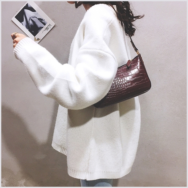 鳄鱼纹单肩包韩版气质小包2021新款休闲腋...