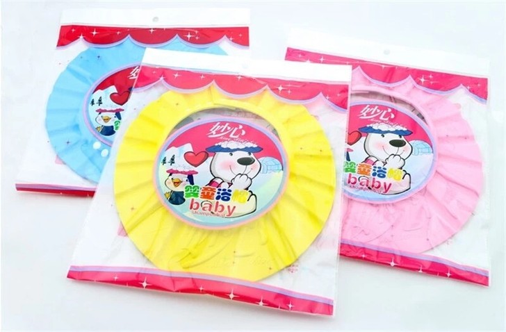 妙心可调节带护耳儿童洗头帽 宝宝洗发帽浴帽...