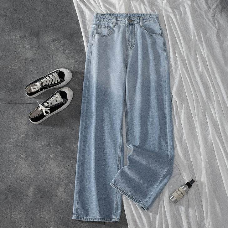 渐变色阔腿牛仔裤女夏薄款2021年新款潮i...