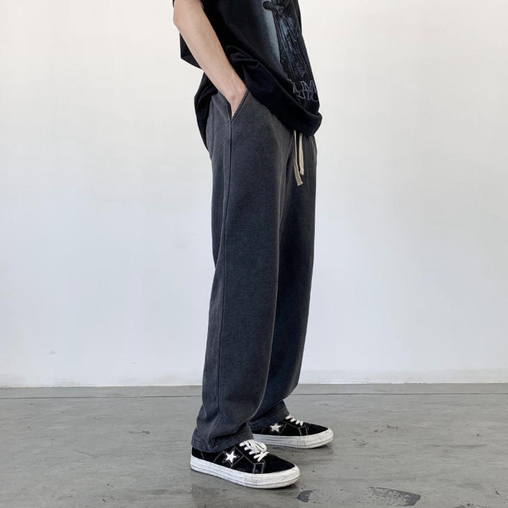 高街裤子男夏季痞帅垂坠感休闲长裤宽松百搭直...