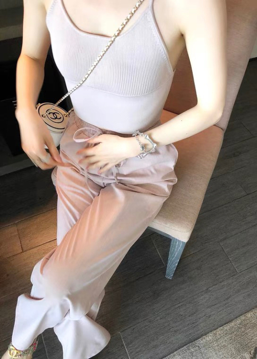 THEHANDLE/雾面光泽质地松紧腰薄款...