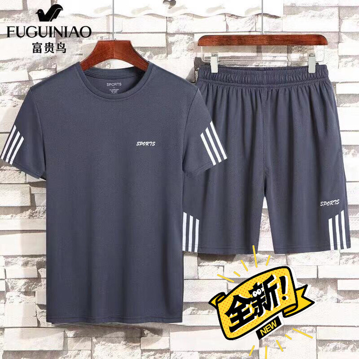 【富贵鸟】运动套装男夏季薄运动休闲圆领速干...
