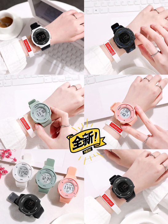 【全新低价清仓】ins超火樱花粉手表电子表...