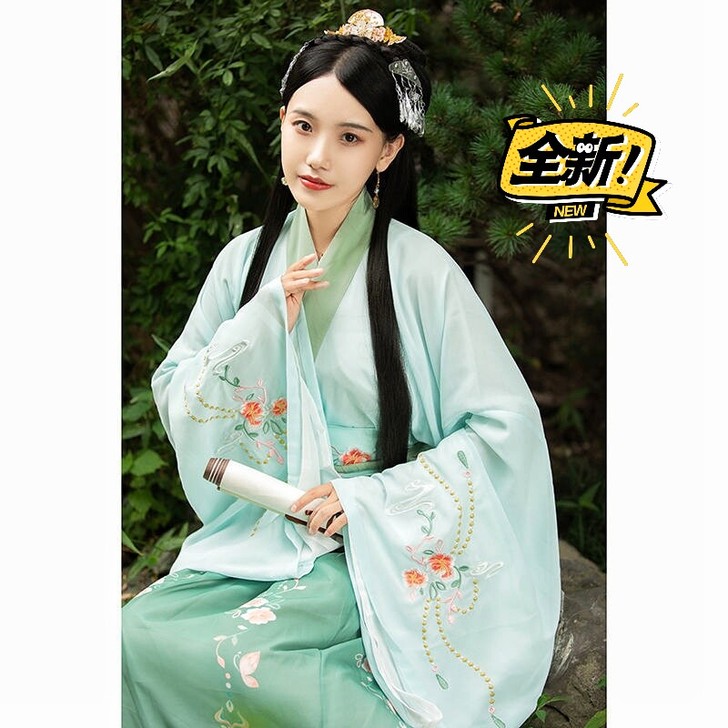 十三余汉尚华莲清羽原创汉服魏晋风三件套白菜...