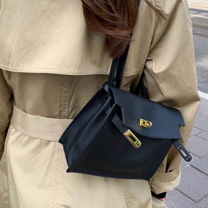 韩国东大门网红同款荔枝纹凯莉包女2021春...