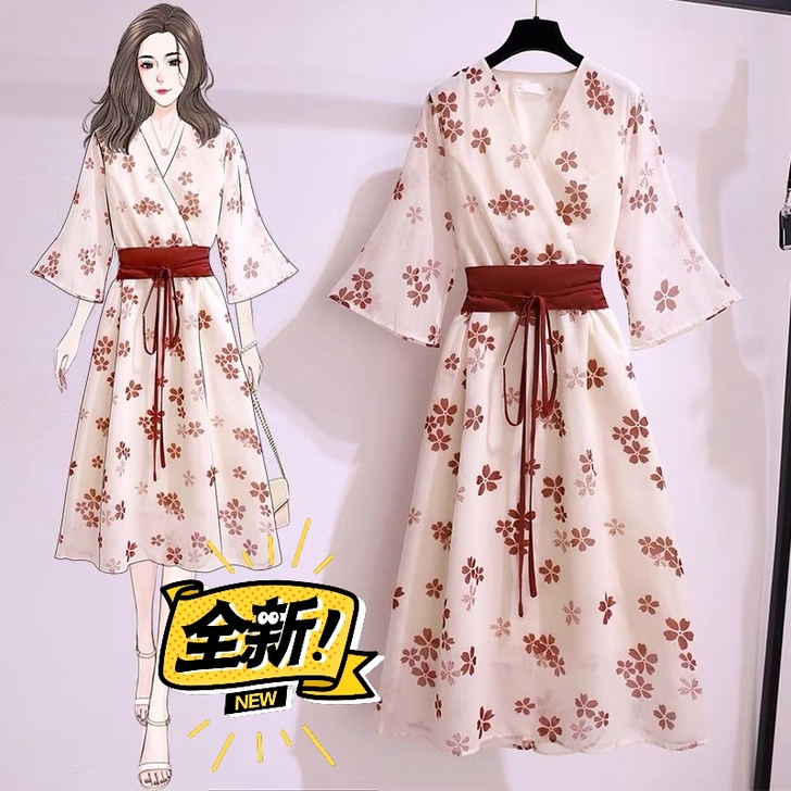 春夏新款海边度假裙日系碎花连衣裙ins超仙...
