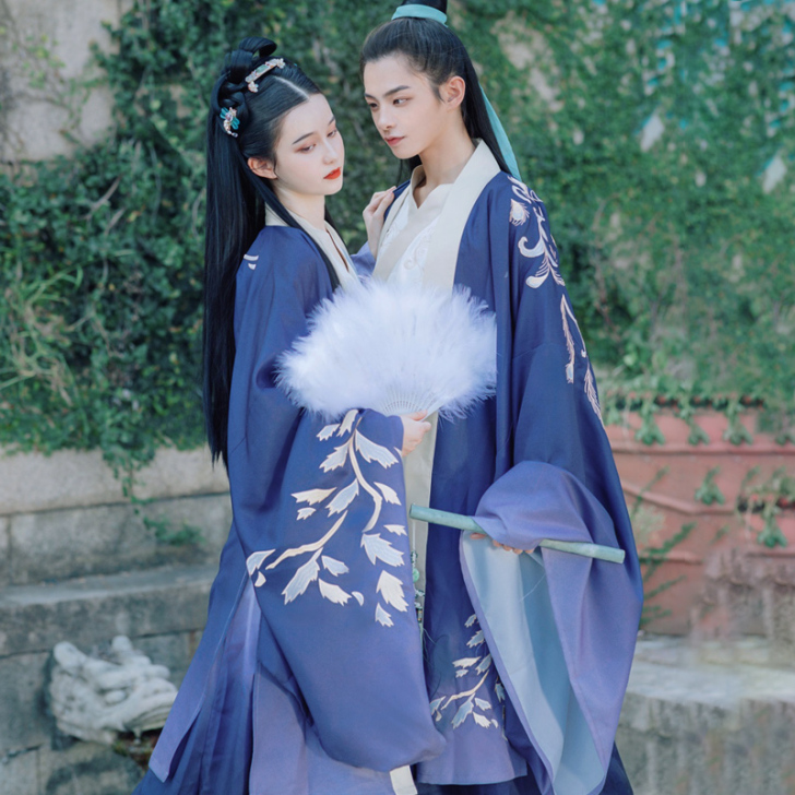 原创渡尘魏晋风汉服男女情侣CP广袖流仙裙齐...