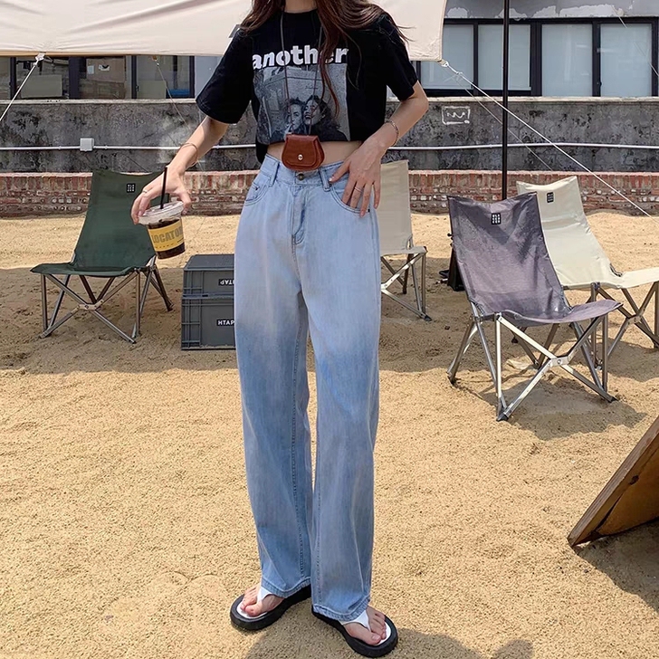 【出】牛仔裤渐变裤子宽松女夏季薄款