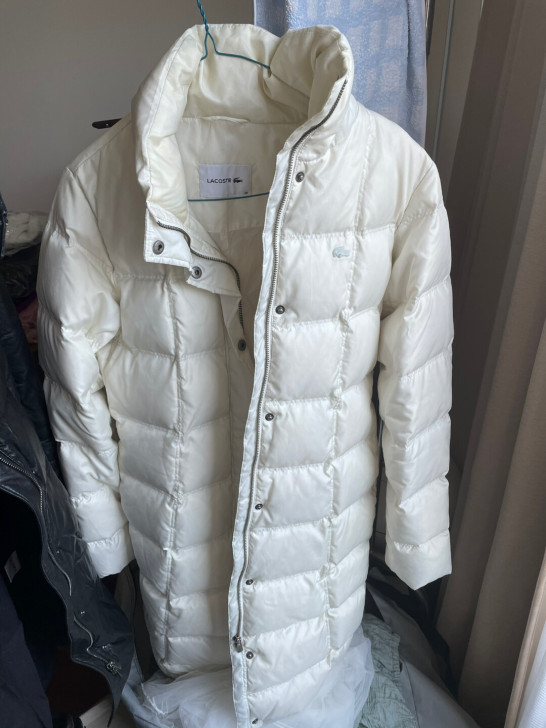 lacoste 纯白 长款女士 带帽羽绒服...