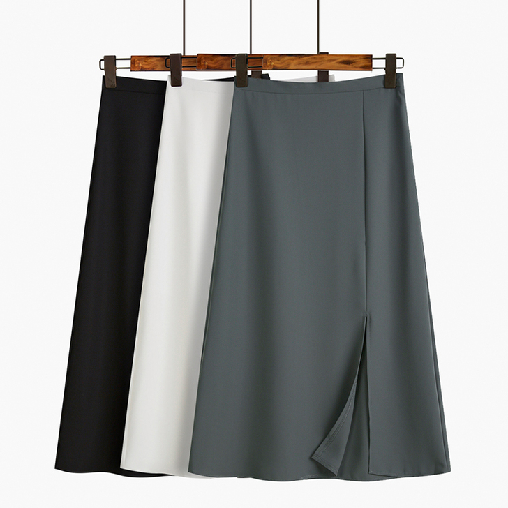 白色半身裙女中长款高腰春夏季2021新款显...