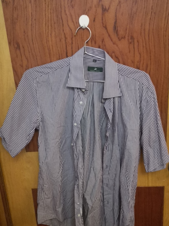 几乎全新STEVE PAUL男士紫色条纹衬...