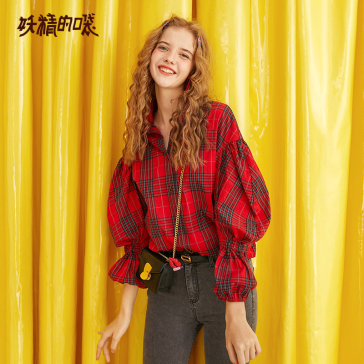 妖精的口袋格子衬衫女复古港味2020夏季新...