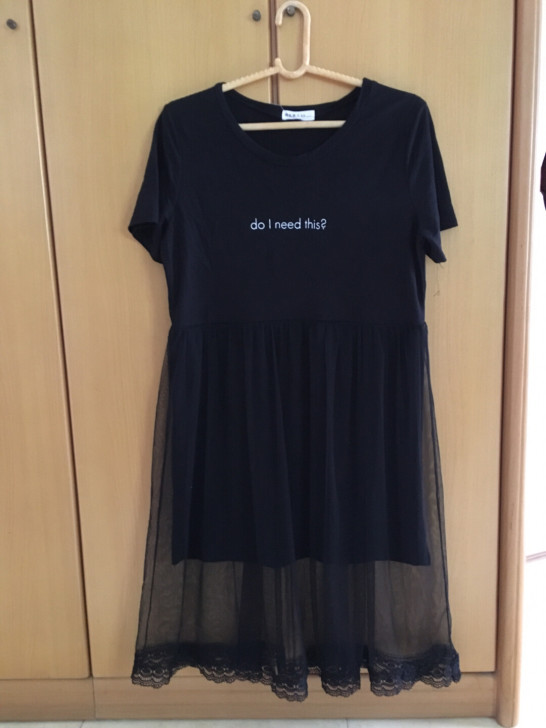 大码女装，时尚字母印花连衣裙网纱裙假两件套...