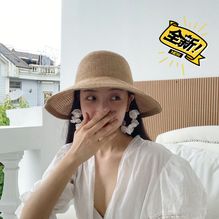 草帽网红抖音同款气质