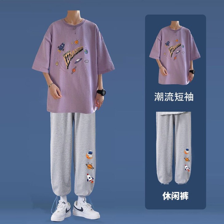 【厂家直销】休闲运动套装男夏季2021新款...