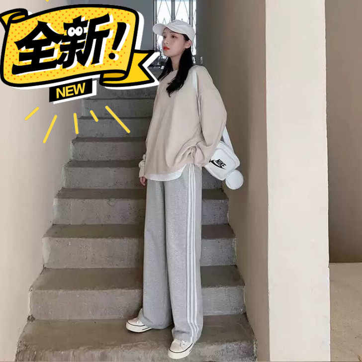 全新秒发货包邮灰色运动裤女宽松直筒夏季薄款...