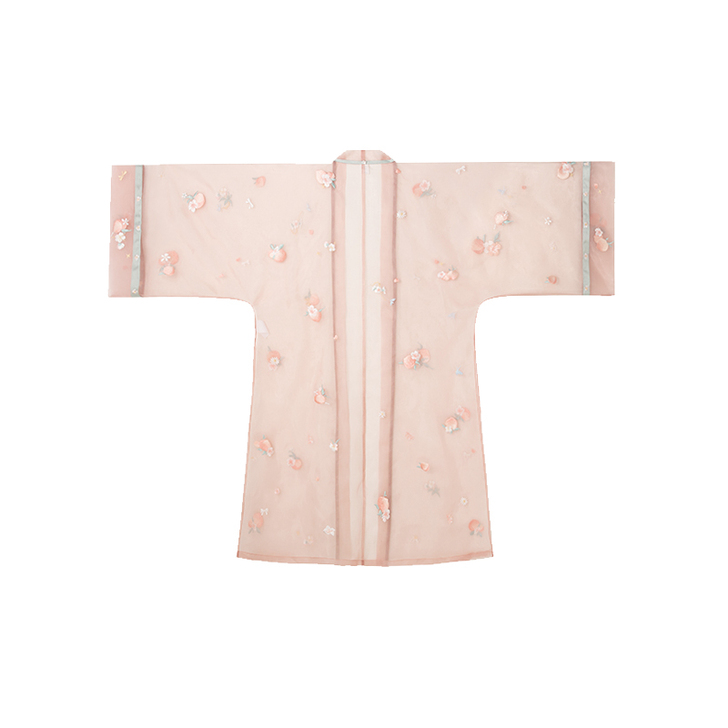 十三余小豆蔻儿[白桃乌龙]直领对襟长衫长褙...