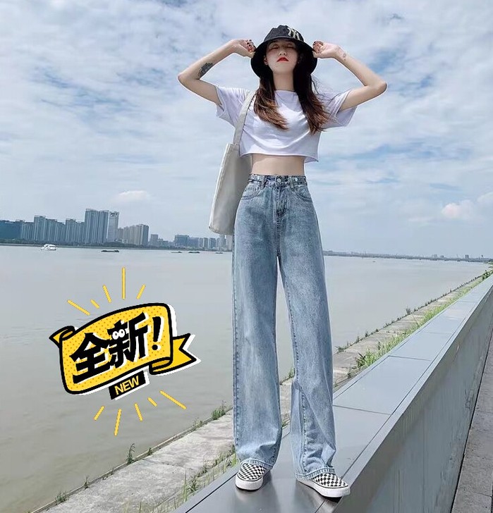 全新包邮 玄雅风 有大码 高腰阔腿裤 牛...