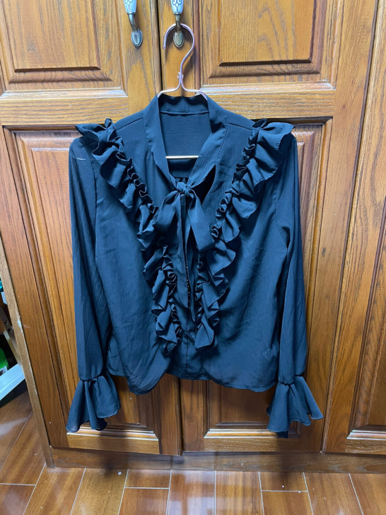 黑色雪纺衫,长袖,全新,115斤内