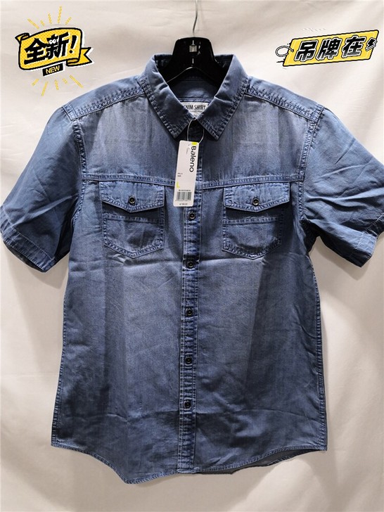 baleno班尼路全新专柜正品浅蓝色牛仔衬...