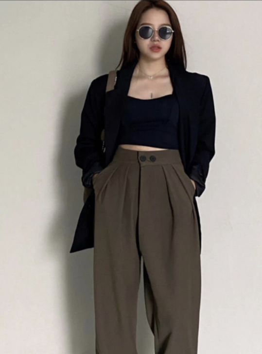 垂感高腰西裤休闲拖地西装裤女夏宽松直筒