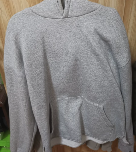 Vibe风格灰色连帽加绒卫衣套头衫 关联a...