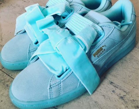 Puma彪马哈雷娜合作蝴蝶结款板鞋薄荷绿女...