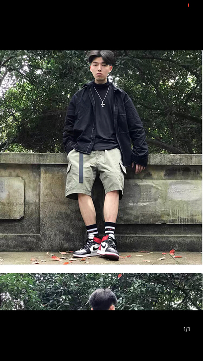五号渡口 夏季工装短裤 日系潮牌复古全棉多...