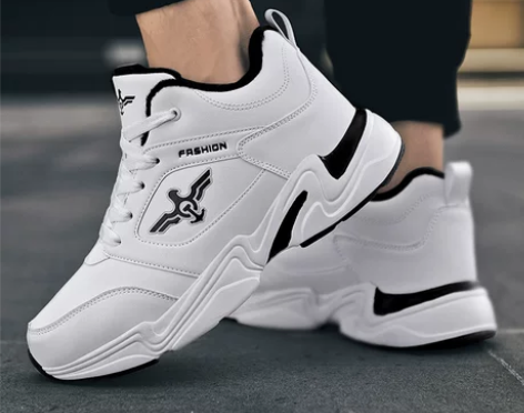 2022秋冬季男鞋白色皮面防水休闲运动鞋学...