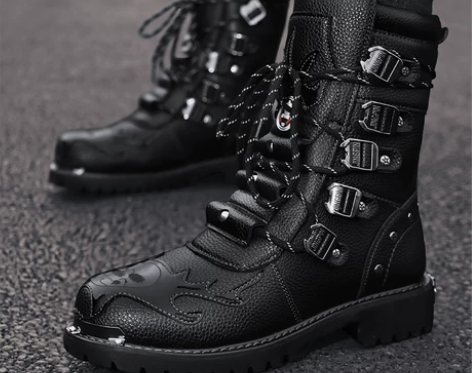 【狂欢价】马丁靴男高帮英伦风加绒工装骑行机...