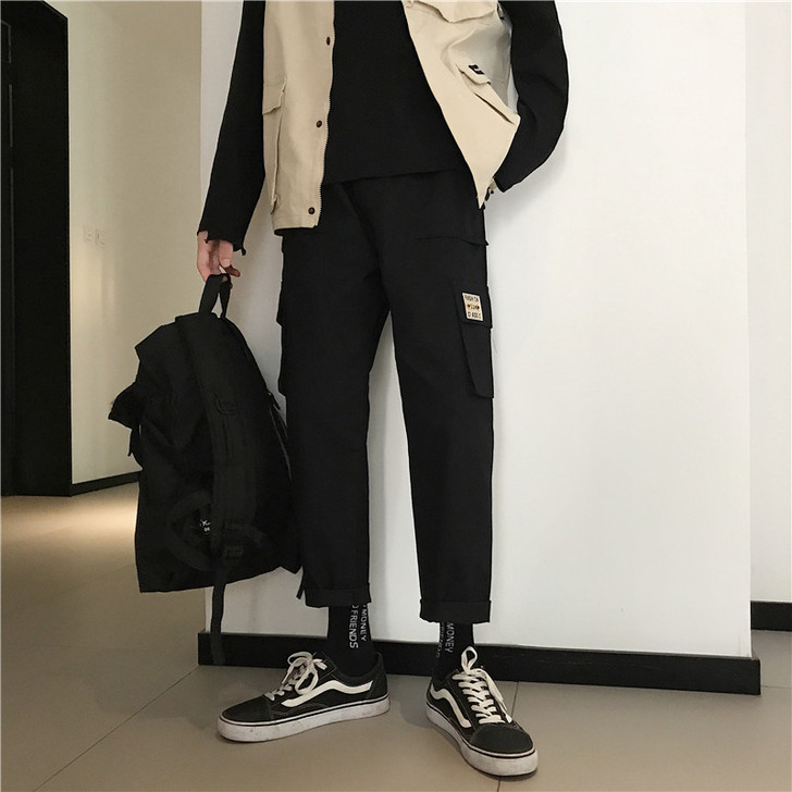 春秋季潮牌工装裤子男韩版宽松潮流九分裤百搭...