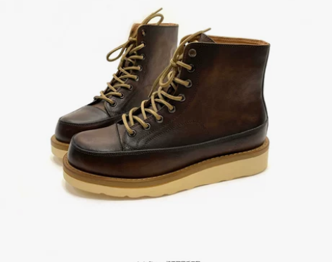 燧sui舒适英伦高帮工装靴系带大黄靴户外休...