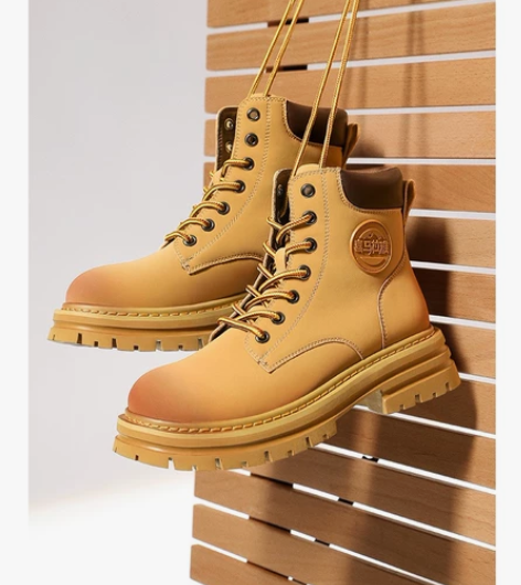 骆驼踢不烂大黄靴女2022秋季新款圆头马丁...