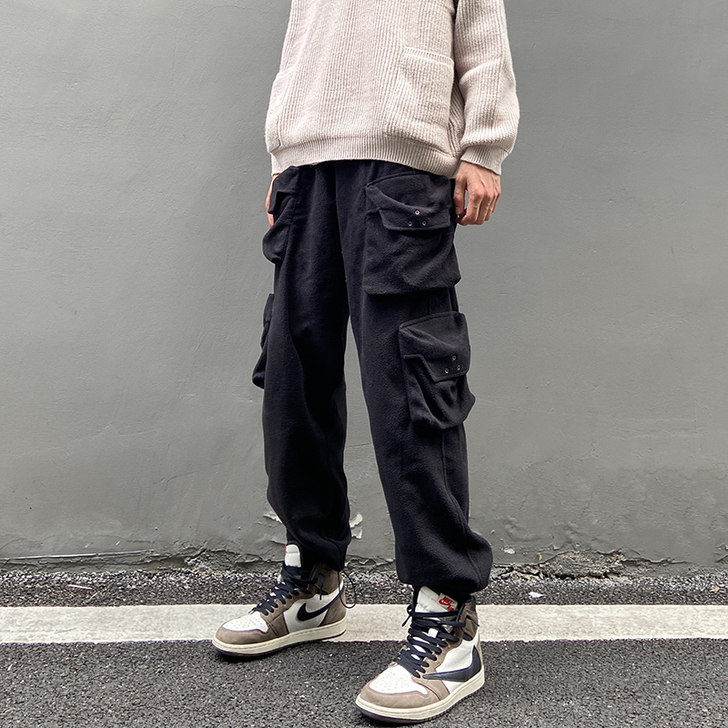 PVCINC 梯形口袋复合摇粒绒束脚休闲工...