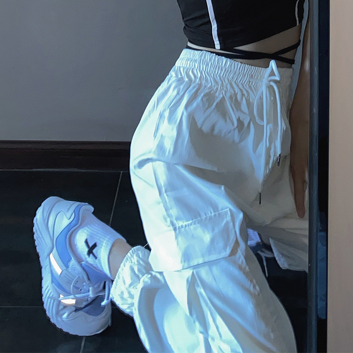 林小瘦 休闲运动白色工装裤子女夏季2020...