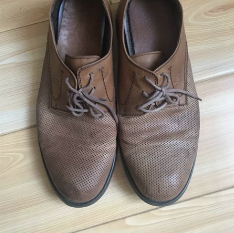 包邮 82新 骆驼40码棕色男士透气真皮皮...