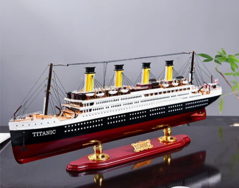 泰坦尼克号游轮模型一帆风顺帆船摆件手工木质...