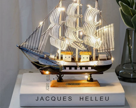 一帆风顺帆船模型摆件客厅房间酒木质工艺船 ...