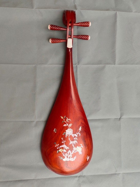 低价出一把花梨木背板雕刻琵琶,原木抛光背板...