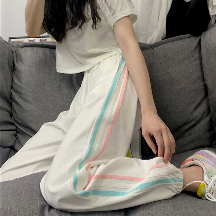 2021新款春夏季裤子女学生休闲宽松运动长...