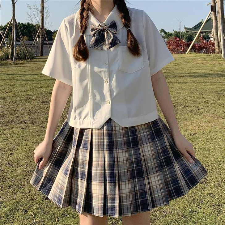 日系短款jk制服基础款白色衬衣短袖白衬衫女...