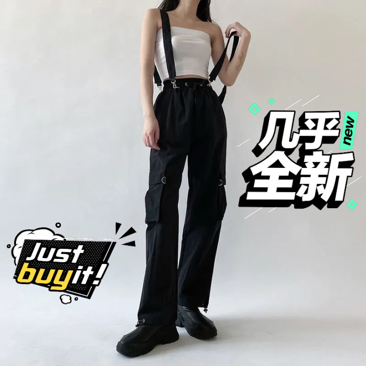 裤子女春夏韩版ins原宿复古宽松bf风薄款...