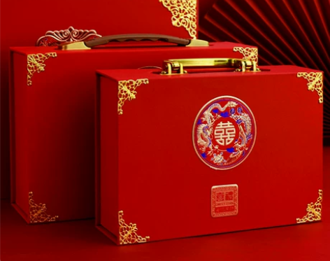 婚庆箱 箱子婚庆复古陪嫁箱红色结婚箱新娘嫁...
