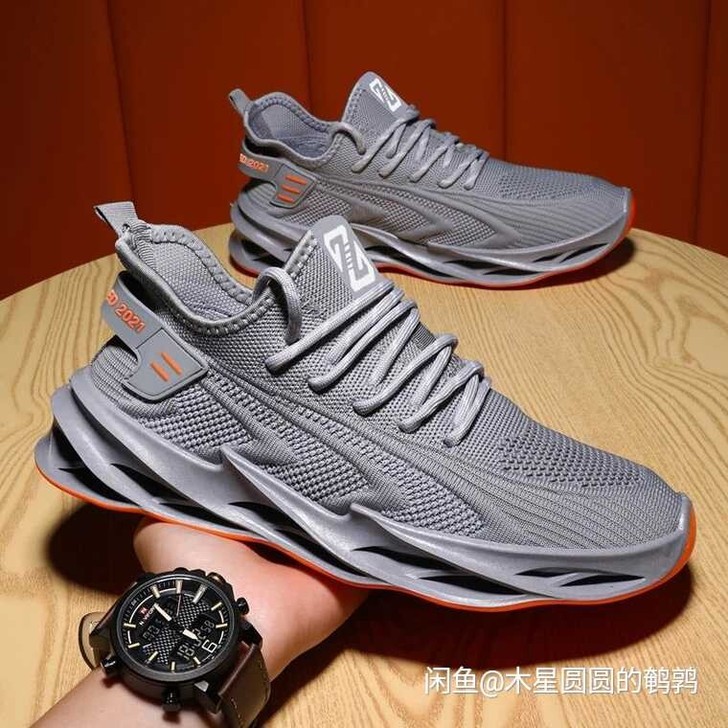 潮流男鞋舒适透气飞织面男鞋平底舒适运动鞋轻...