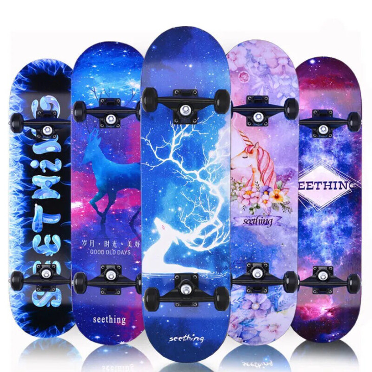 专业滑板初学者男生女生四轮滑板闪光双翘板公...