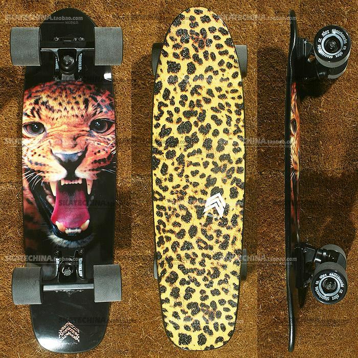 包邮豹纹SHOX枫木头四轮小鱼板香蕉板公路...