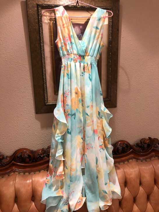 沙滩波西米亚连衣裙雪纺，只穿过一次海边拍照...